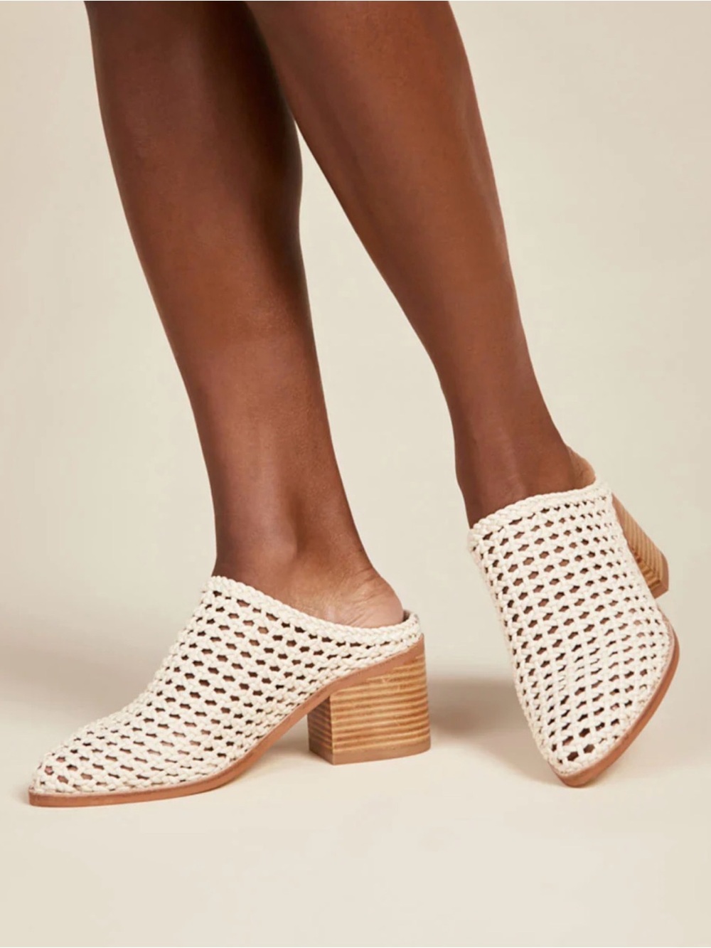 NWT Woven Slip-On Mule in Cream